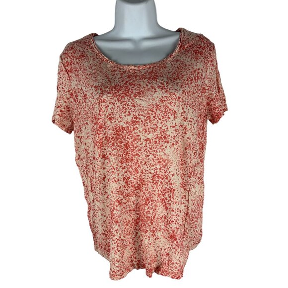 Simply Vera Vera Wang Womens Modern Tee Size M Pink Textured Print Rayon - Picture 1 of 5